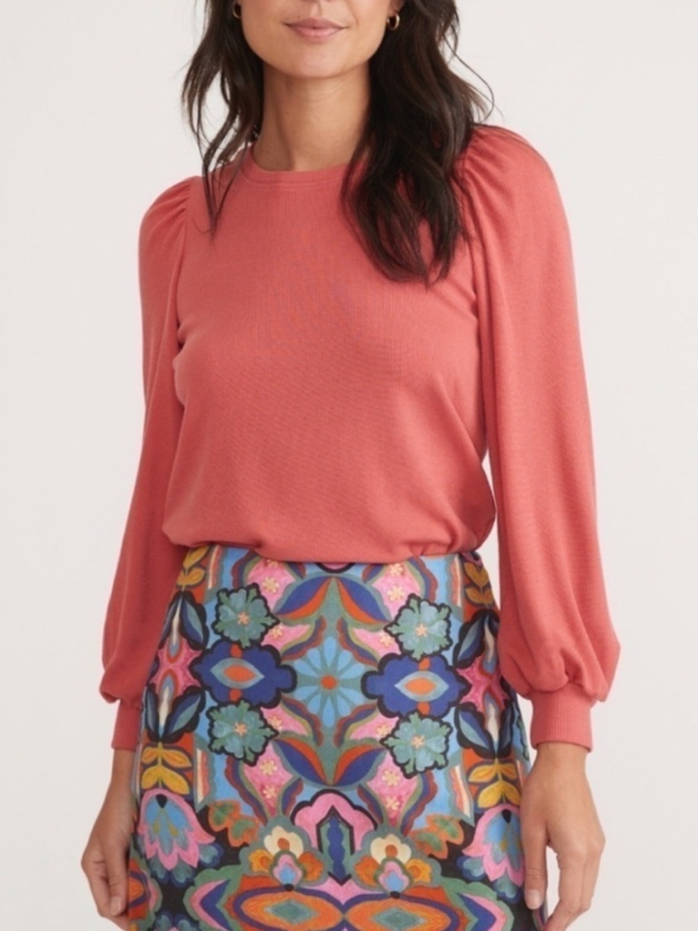 Marine Layer Lexi Rib Puff Sleeve Top | Size XS